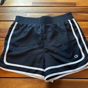 Champion Women's Athletic Shorts in Black with White Accents